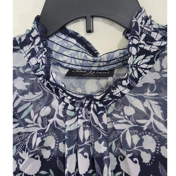 Lane Bryant Top Womens Size 18/20 Sheer Layered Shirt Casual Preppy Peasant Top - Picture 3 of 8